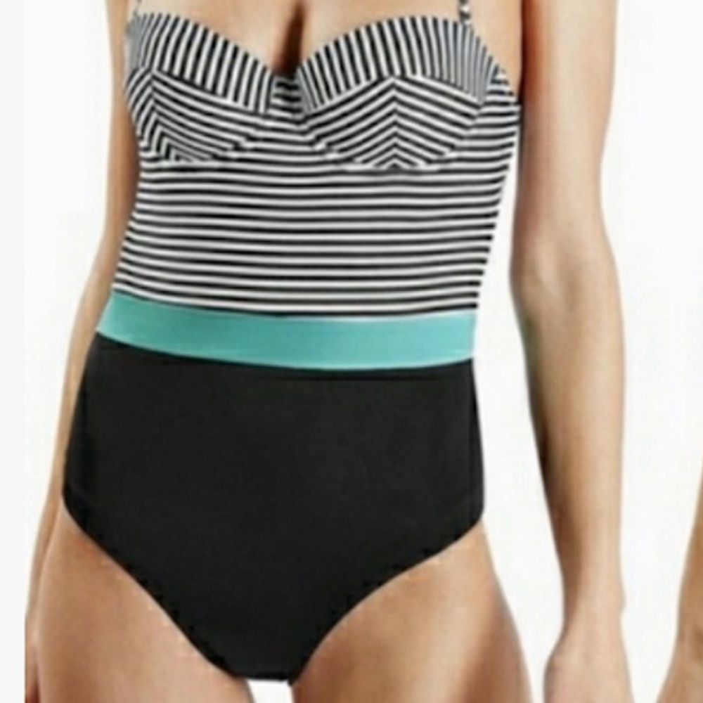 Topshop onepiece striped swimsuit size 2